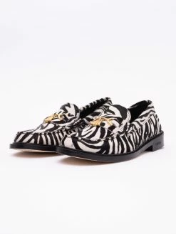 Vinny's Luxe Mocassin Snaffle Loafer Zebra Pony Hair
