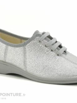 Soca 0694 Argent - Chaussure Compensee Femme Toile Argentee