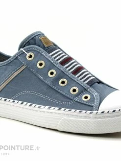 Mustang Shoes Mustang 1376-402-807 Bleu Ciel - Basket Sans Lacet Femme En Toile