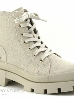 Marco Tozzi 2-25221-28 Sand - Boots Femme Toile Beige Lacet Et Zip