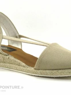 Ludiher 365 Beige - Espadrille Compensee En Toile Beige